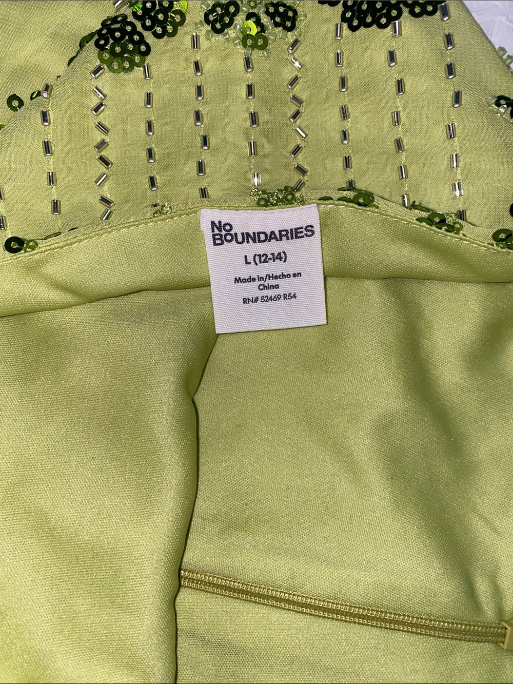 Neon Lime Sequin Floral Skirt - Picture 3 of 4